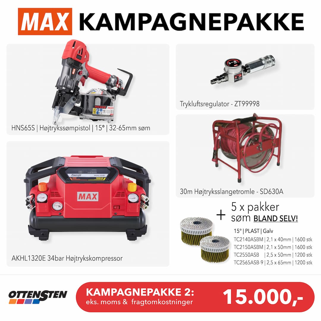 MAX Kampagnepakke 2 | HN65S sæt | 5 pk søm